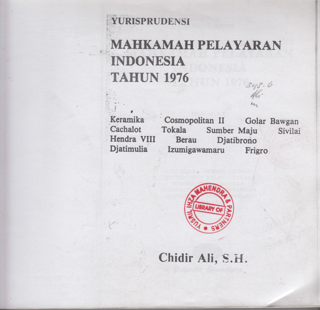 YURISPRUDENSI MAHKAMAH PELAYARAN INDONESIA TAHUN 1976 DAN 1978